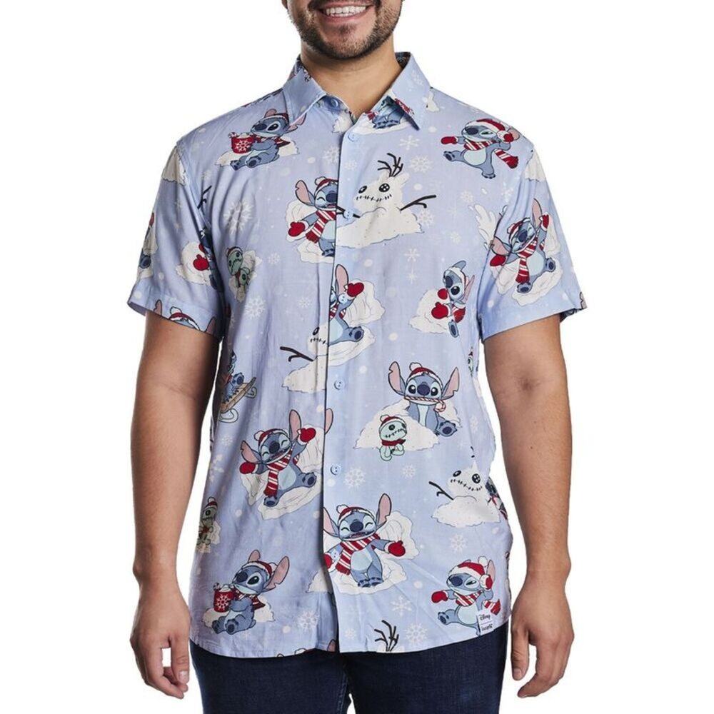 Disney Loungefly Stitch Winter Snowman Christmas Holiday Button Down Shirt XL